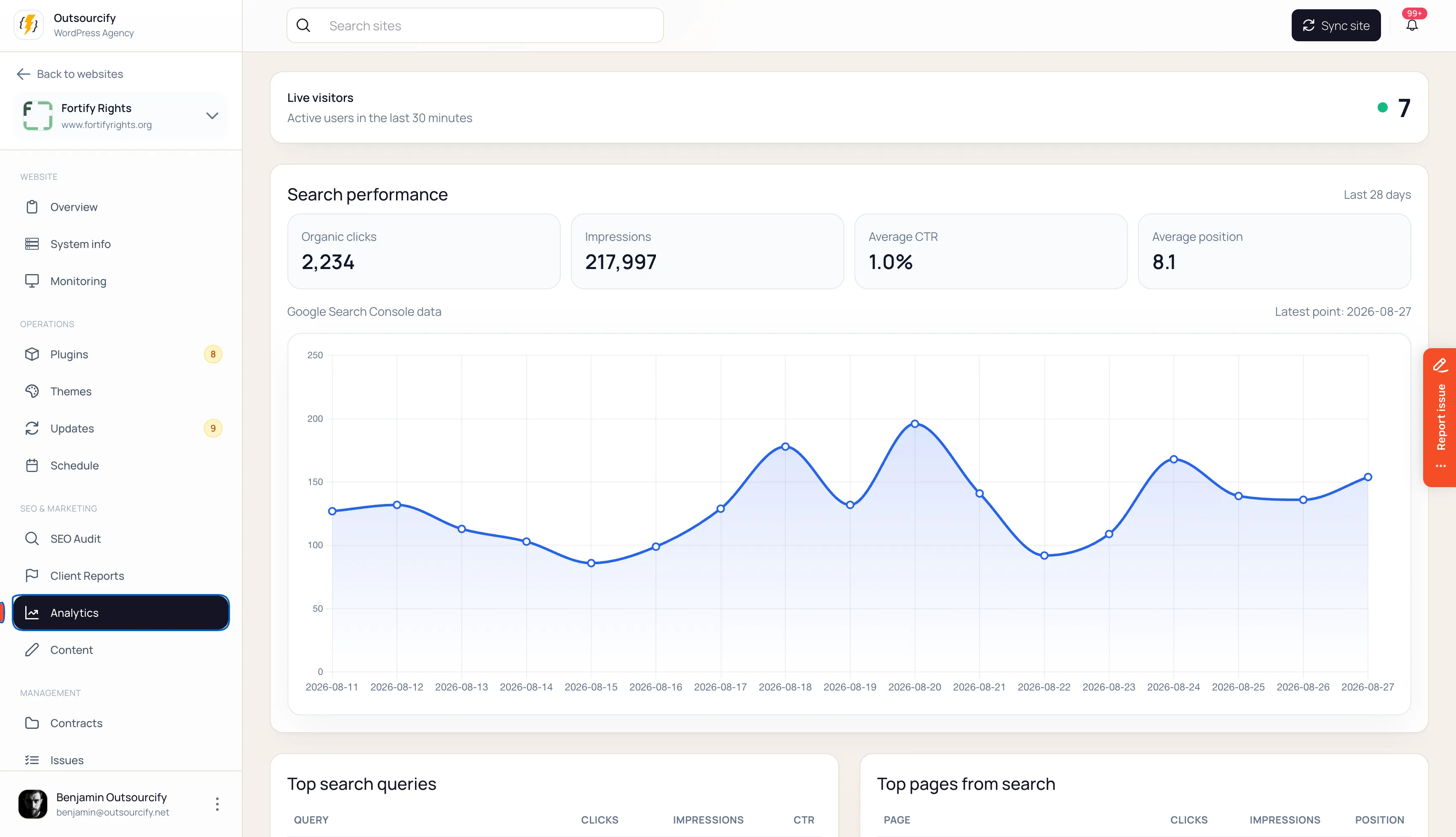 Agency reporting in the Orbit Webmaster app